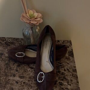 Naturalizer Dark Brown Suede Loafers with Silver Accent